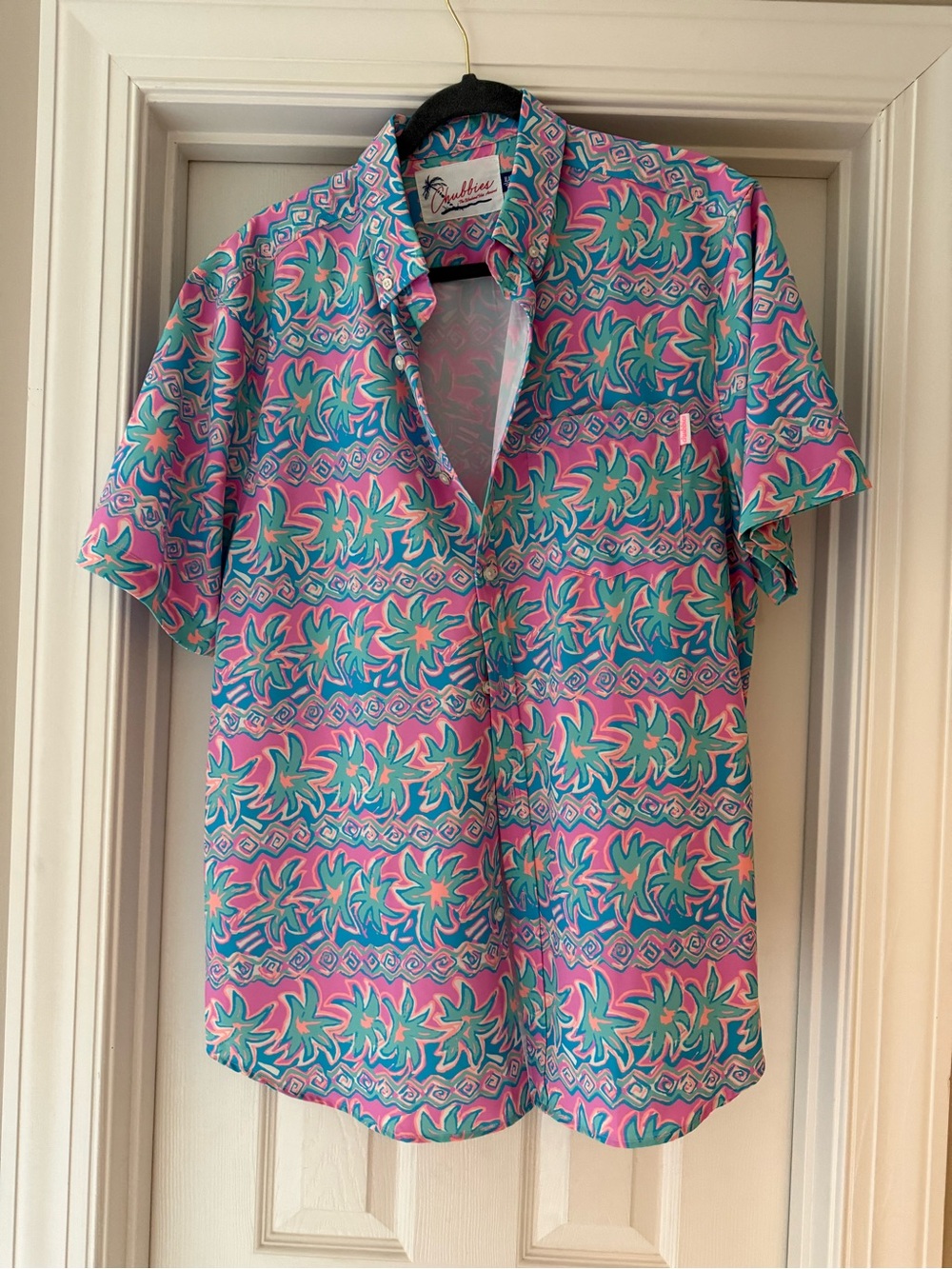 Chubbies Pink and Teal Short-Sleeve Button-Down Shirt